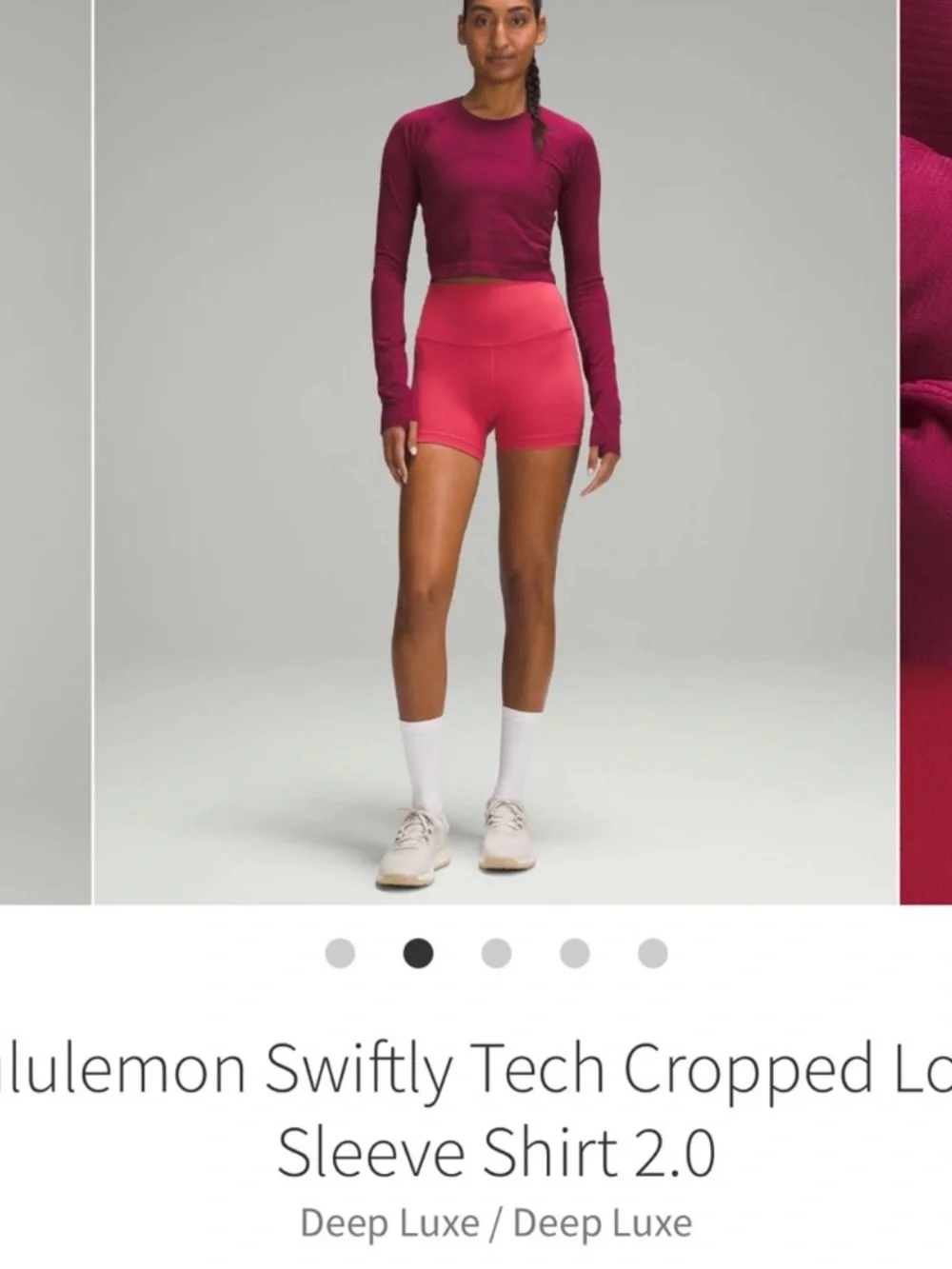 Lululemon Swiftly Tech cropped Long Sleeve Shirt 2.0 Deep Luxe  Sz 4